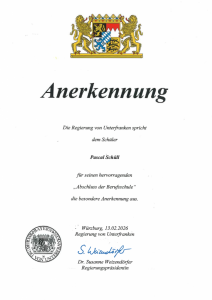 Screenshot Anerkennung Ministerium Besondere Anerkennung für den Ausbildungsabschluss von Pascal Schüll